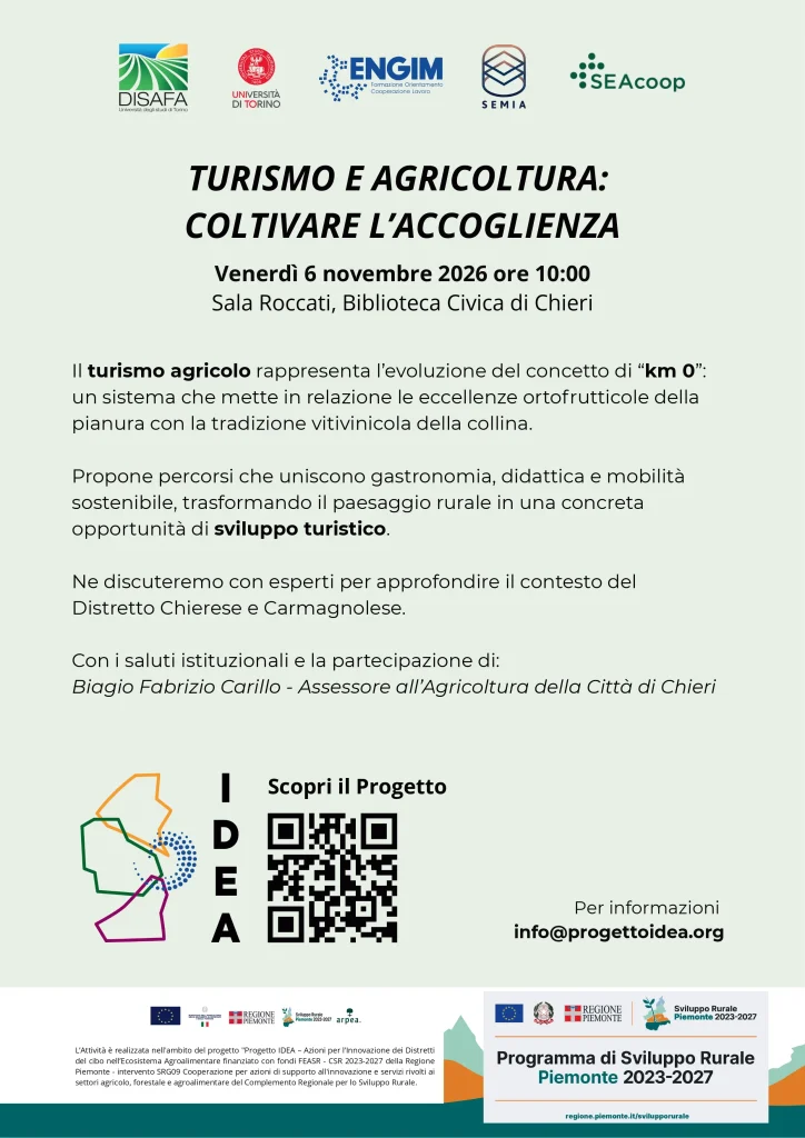 Appuntamento con IDEA | Turismo e agricoltura: coltivare l’accoglienza 1 Locandina evento 6 novembre page 0001